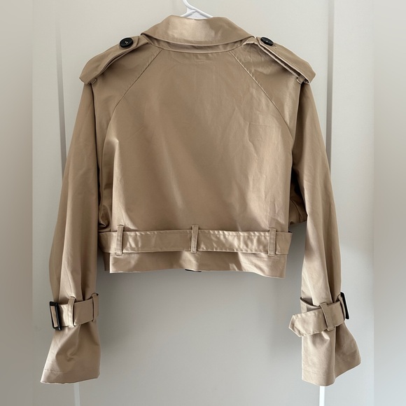 Cropped Trench Jacket Beige Medium - Picture 5 of 8